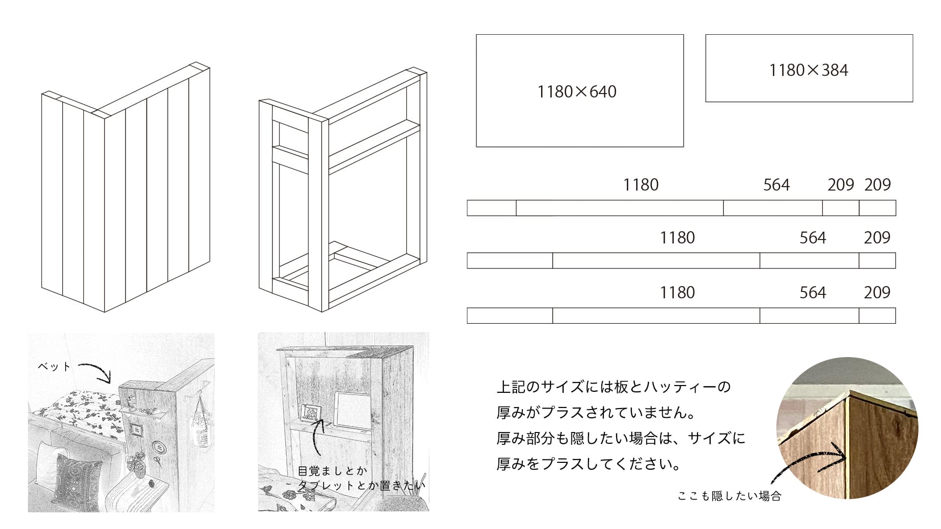 ハッティーで作るプチお部屋の間仕切り 設計図