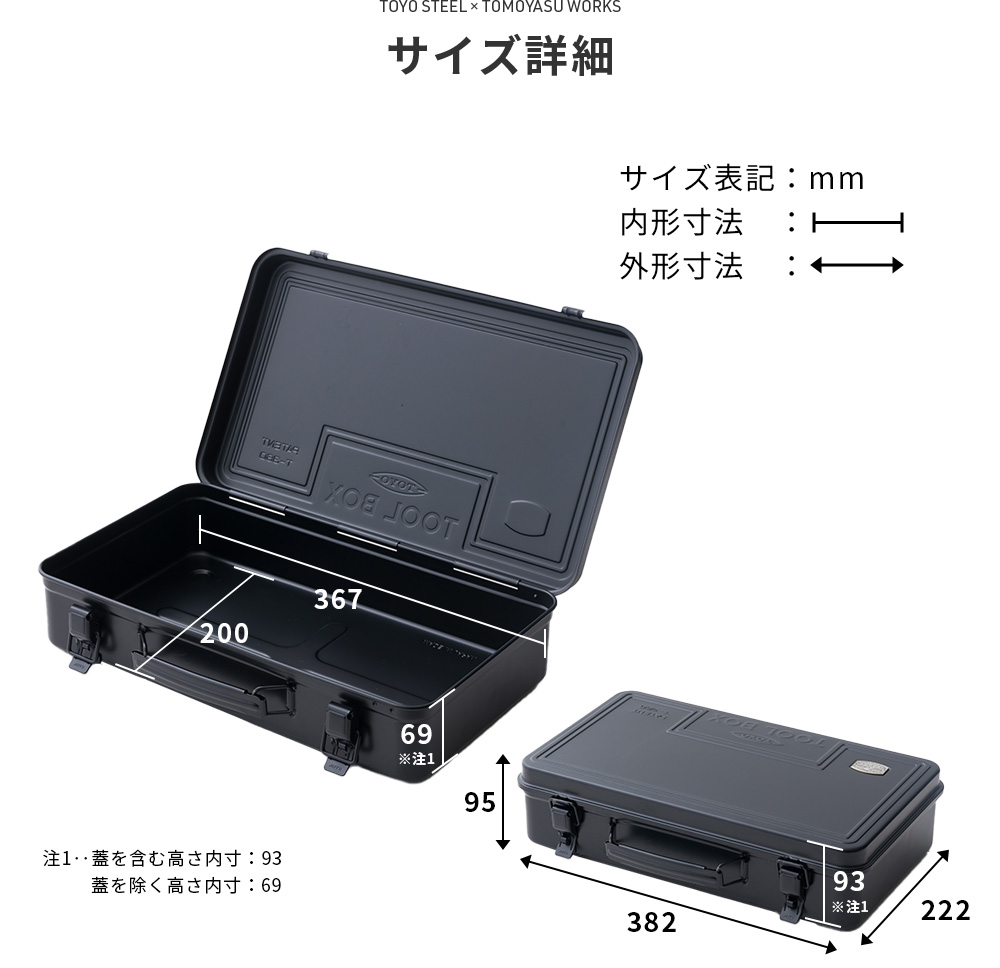 工具箱 ツールボックス 友安製作所別注 トランク型スチール工具箱 東洋スチール