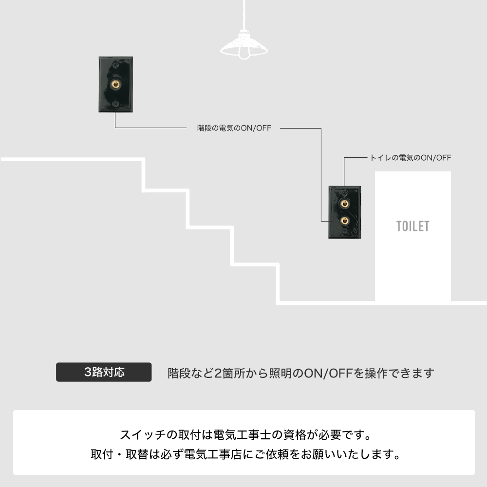 磁器と真鍮のトグルスイッチ 2点タイプ